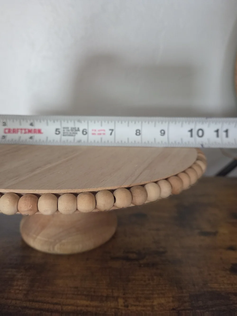 Wooden Beaded Cake Stand - Natural